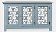 Jofran Isabella 54" Luxury Mirrored Modern Accent Storage Sideboard Bar Cabinet, Blue