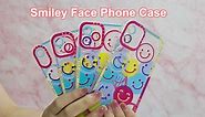 [3 in 1 Cute Smile Face Case for iPhone XR with Screen Protector + Preppy Beaded Phone Charm, Soft TPU Clear Aesthetic Protective Cover Happy Face Design for Girl Women