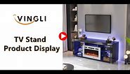 VINGLI 75” TV Stand with 30 Inches Fireplace LED TV Stand Entertainment Center