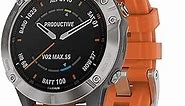 Garmin fenix 6 Sapphire, Premium Multisport GPS Watch, Features Mapping, Music, Grade-Adjusted Pace Guidance and Pulse Ox Sensors, Titanium with Orange Band