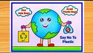 Say No To Plastic Drawing/Plastic Mukt Bharat Drawing/Stop Plastic Bags Pollution Poster Making idea