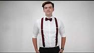 Jacquard Checkered Clip Suspenders & Bow Tie - Burgundy