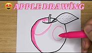 Apple Drawing🍎😻How to draw apple/ step by step drawing for kids
