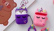 2 Pack 3D Pink+Purple Flower Unicorn Case for Airpod 2nd 1st