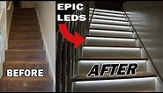 DIY Staircase Makeover With DIY LED Lighting // Renovation