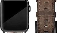 EDIMENS Leather Bands Compatible with Apple Watch 42mm 44mm, Genuine Leather Vintage Strap Classic Buckle Compatible with Apple iWatch Series 5/4/3/2/1, Sports&Edition Men & women,Retro Brown