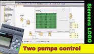 Controlling two pumps with one button - Siemens LOGO PLC tutorial.