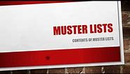 Muster Lists - Purpose and Contents of a Muster List and Emergency Card