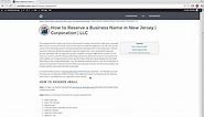 How to Reserve a Business Name in New Jersey | Corporation | LLC
