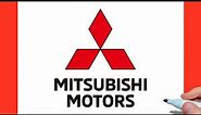 How to draw a Mitsubishi logo easy / drawing mitsubishi motors logo step by step