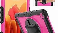 Timecity for Samsung Galaxy Tab A7 10.4 Case 2020/2022, SM-T500/ T503 Case, Durable Sturdy Case with Screen Protector Swivel Stand Hand Shoulder Strap Drop-Proof for Galaxy A7 Tablet Case - Rose