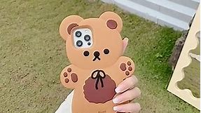 Yatchen Kawaii Phone Cases Apply to iPhone 14 Pro Max,Cute Cartoon Bear Phone Case with Keychain Teddy Bear 3D Case Soft Silicone Shockproof Cover Women Girls for iPhone 14 Pro Max