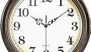 Wall Clock Battery Operated Silent Non-Ticking Vintage Wall Clocks for Kitchen, School, Living Room (12Inch, Bronze)