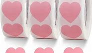 1500 Labels Pink Heart Stickers 1 inch Heart Coding Shape Paper Labels for Valentine's Day Wedding Anniversaries Invitation Envelopes Cute Decals for Water Bottle Packaging(3 Pcs/500 Per Roll)