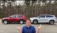 Comparing 2021 RAV4 vs 2021 Highlander: Cargo Space, Passenger Space, Features for XLE vs XLE