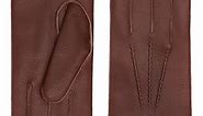 Brown Leather Gloves - Rabbit Fur Lining - American Deerskin