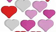 Engrowtic 90 Pcs Glitter Paper Heart Cutouts Valentine's Day Glitter Hearts Classroom Bulletin Border Decoration Cutouts Red Pink White Hearts Cutouts for Valentine's Day Party Decoration