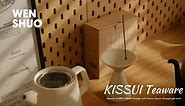 Teapot Set with Removable Infuser, Kissui Vertical Stripes Ceramic Brewing Tea Set, Big Capacity, Matte Crème