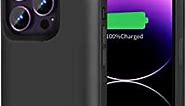 RUNSY Battery Case for iPhone 14 Pro Max, 6000mAh Rechargeable Extended Battery Charging/Charger Case, Add 100% Extra Juice, Support Wire Headphones (6.7 inch) Black