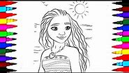 Disney Princess Moana Drawing Pages to Color for Kids l Coloring Pages l Learn Colors