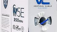 Vertical Cable Cat5e, 350 MHz, Shielded, 24AWG, Solid Bare Copper, 1000ft, Bulk Ethernet Cable, Blue