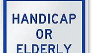 SmartSign 18 x 12 inch “Handicap Or Elderly” Reserved Parking Metal Sign with ADA Accessibility Symbol, 63 mil Aluminum, 3M Laminated Engineer Grade Reflective Material, Blue and White