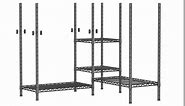 Ulif E4 Wire Garment Rack, Metal Free Standing Closet Organizer and Storage System, Heavy Duty Clothing Wardrobe with 8 Shelves and 4 Hanger Rods, Max Load 920 LBS, 71.6”W x 14.5”D x 79.3”H, Black