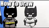 How To Draw a Cute Cartoon Batman - EASY Chibi - Step By Step - Kawaii