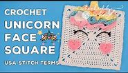 Crochet Unicorn Face Square 🦄 Unicorn Dreams Blanket CAL