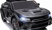 Electric Car for Kids,Licensed Dodge Charger SRT Hellcat Ride on Car,3.1mph Max Speed,12V 7A Kids Electric Vehicle with Remote Control for Kids,Music,LED Light,Bluetooth