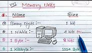 Memory Units of Computer | Learn Coding