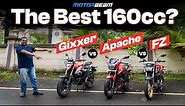 Best 160cc Bike? TVS Apache RTR 160 2V vs Suzuki Gixxer 155 vs Yamaha FZ-S V4 | MotorBeam