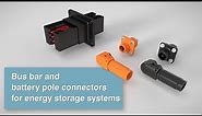 Simple and safe bus bar and battery pole connectors for energy storage systems