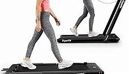 Goplus 2 in 1 Folding Treadmill, 2.25HP Superfit Under Desk Electric Treadmill, Installation-Free with Remote Control, APP Control and LED Display, Walking Jogging for Home Office