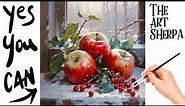 How to Draw Winter Apples still life 🌟🎨 How to paint acrylics Step by step