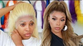 WIG TRANSFORMATON| BEYONCE INSPIRED CARAMEL BLONDE WIG HAIR TUTORIAL