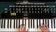 D Sharp (E Flat) Minor Scale on Piano Natural Harmonic Melodic