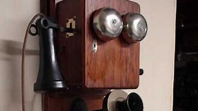 Two-Box Antique Oak Wall Crank Telephone