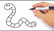 How to draw a Worm Step by Step | Easy drawings