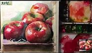 [Still life watercolor] Watercolor painting of apples 사과 정물 수채화, 사과 그리기, 정물화