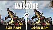 Call of Duty Warzone 8GB vs 16GB RAM DDR3 Performance Comparison