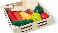 Melissa & Doug Cutting Food - Play Set With 25+ Hand-Painted Wooden Pieces, Knife, and Cutting Board - Pretend Play Kitchen Fruit Toys For Toddlers And Kids Ages 3+
