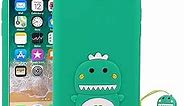 iPhone SE 2022 / iPhone SE 2020 / iPhone 7 / iPhone 8 / iPhone 6 / iPhone 6s Case, Funny Little Dinosaur 3D Cartoon Animal Soft Silicone Shockproof Cover