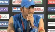 Ms Dhoni talks at the press conference after wining the world cup 2011