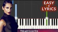 Alicia Keys - Girl on Fire EASY Piano Tutorial + Lyrics