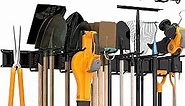 Garage Tool Storage Rack, Heavy Duty Garage Storage Organizer Rack System,Wall Mounted Tool with 8 double hooks, 3 rails, Garden Yard Tools Hanger Rack for Ski Gears,Broom, Rake,Shovel