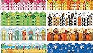 Geyee 360 Pcs Holiday Bulletin Board Borders Decorations Spring Easter Summer 4th of July Fall Scalloped Border Trim Classroom Borders Bulletin Board Trim for Classroom School, 12 Design(Stylish)