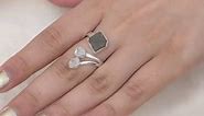 Moldavite Ring, Czech Moldavite, Herkimer Diamond Natural Gemstone 925 Solid Sterling Silver Handmade Jewelry Adjustable Ring (4)