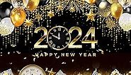 LTLYH 8x6ft Happy New Year Backdrop 2024 New Years Banner Decoration New Years Eve Backdrop 2024 for New Years Eve Party Supplies