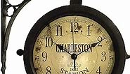 Infinity Instruments Charelston Outdoor Clock, Waterproof Double Sided Train Station Clock & Thermometer